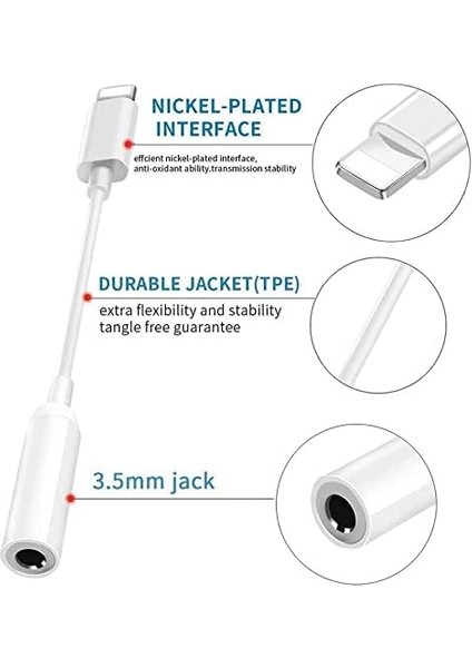 3,5 mm Kulaklık Bağlantı Adaptörü, Mfi Sertifikalı, iPhone 3,5 mm Ses Aux Jak Adaptörü, Dongle Kablosu, Dönüştürücü, iPhone 14, 13, 12, 11 Pro Xr Xs, 7, iPad ile Uyumlu fiyatları