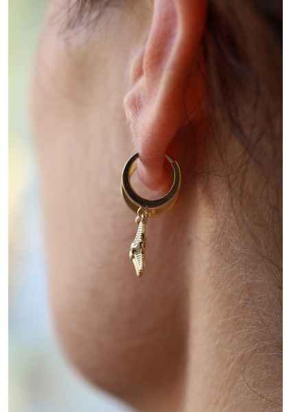 14 Ayar Altın Ortası Taşlı Deniz Yıldızı Obje Detaylı Halka Küpe fırsatları