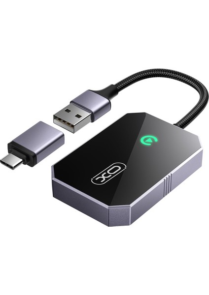Simple Is Beauty CZ016 Kablosuz Carplay Adaptörü, iPhone 6 ve Ile Üzeri Uyumlu, USB Bağlantılı, Wi-Fi + Bluetooth, Sesle Kontrol, 2.4 Ghz, USB ve Type-C Giriş, Siyah