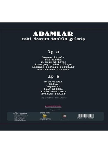 Müzik My Yonca - Adamlar - Eski Dostum Tankla Gelmiş - Plak - Lp fiyatları