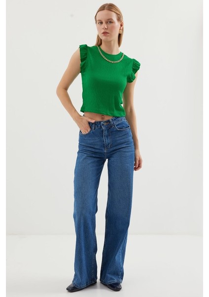 0430 Örme Bluz - Yeşil