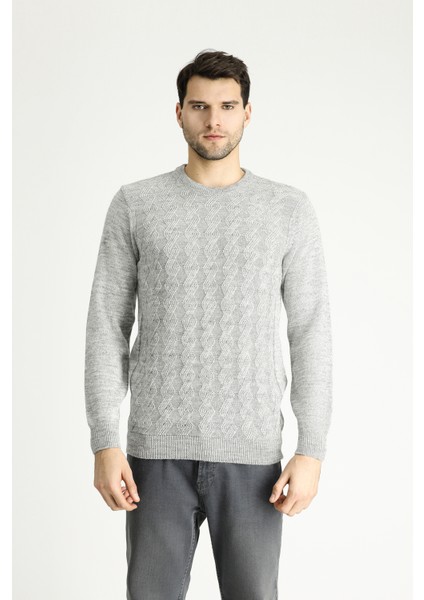 Bisiklet Yaka Slim Fit Dar Kesim Desenli Triko Kazak modelleri