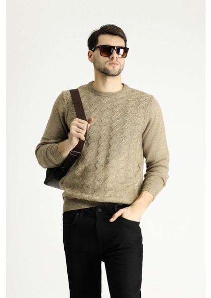 Bisiklet Yaka Slim Fit Dar Kesim Desenli Triko Kazak fiyatları