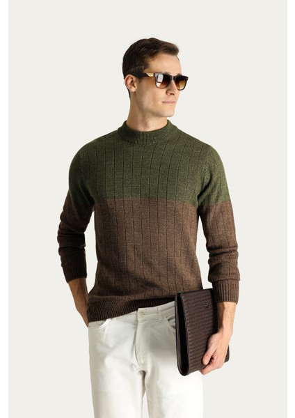 Bisiklet Yaka Slim Fit Dar Kesim Desenli Triko Kazak fiyatları