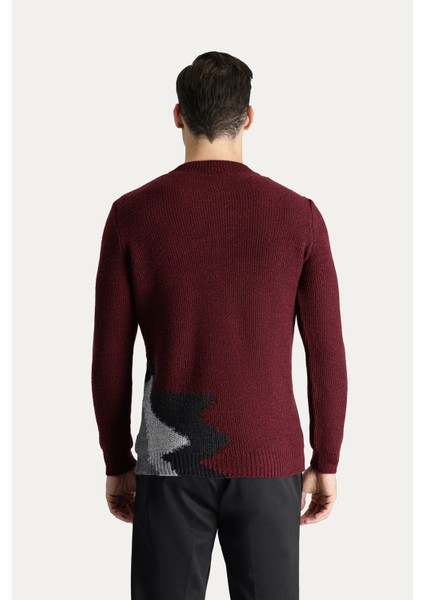 Bisiklet Yaka Slim Fit Dar Kesim Yünlü Desenli Triko Kazak modelleri