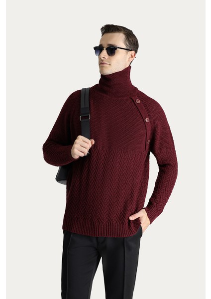 Balıkçı Yaka Slim Fit Dar Kesim Desenli Yünlü Triko Kazak fiyatları