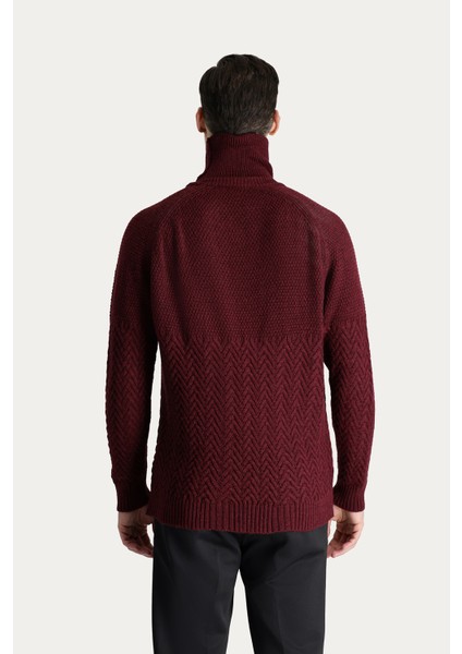 Balıkçı Yaka Slim Fit Dar Kesim Desenli Yünlü Triko Kazak fırsatları