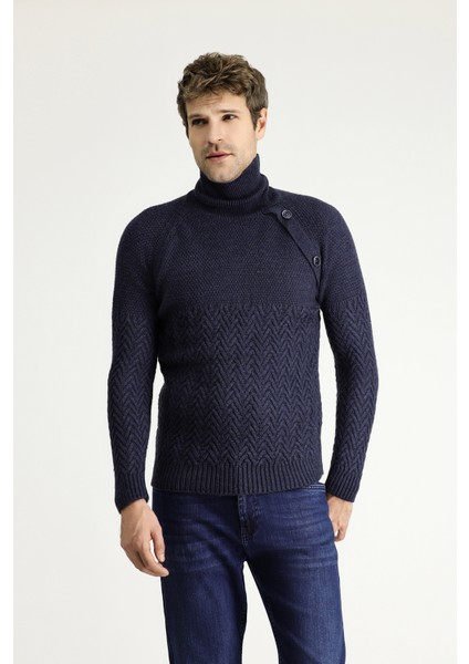 Balıkçı Yaka Slim Fit Dar Kesim Desenli Yünlü Triko Kazak modelleri