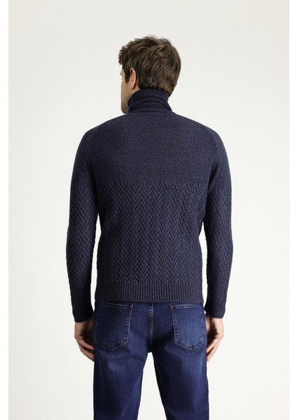 Balıkçı Yaka Slim Fit Dar Kesim Desenli Yünlü Triko Kazak fırsatları