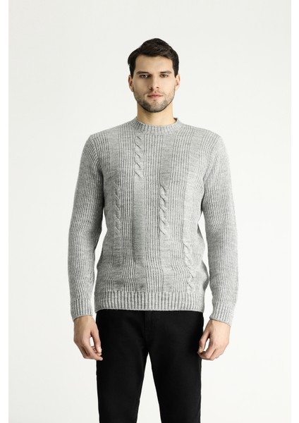 Bisiklet Yaka Slim Fit Dar Kesim Desenli Triko Kazak fırsatları