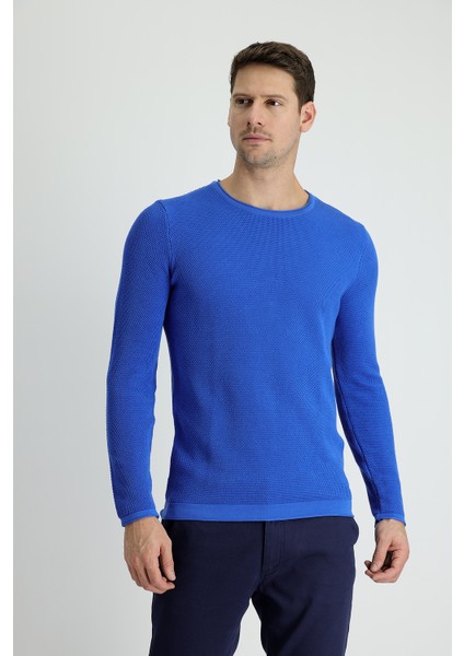 Bisiklet Yaka Slim Fit Dar Kesim Desenli Pamuklu Triko Kazak fiyatları