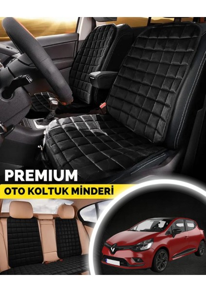 Renault Clio 4 Koltuk Minder Ortopedik Cepli Araç ve Kılıf Seti–tam Uyumlu,siyah Renk,konforlu Tasarım