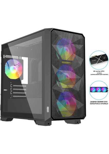 Diamond 4x Argb Inner Fan USB 3.0 600W 80+ Gaming Bilgisayar Kasası