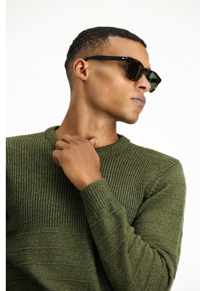 Bisiklet Yaka Slim Fit Dar Kesim Desenli Triko Kazak fırsatları