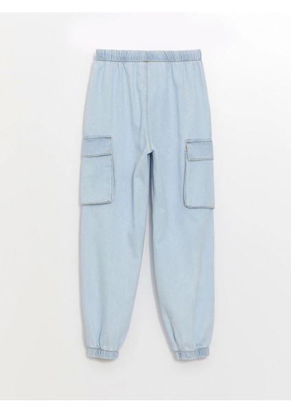 Lcw Kids Indigo Beli Lastikli Kız Çocuk Jean Jogger Pantolon modelleri