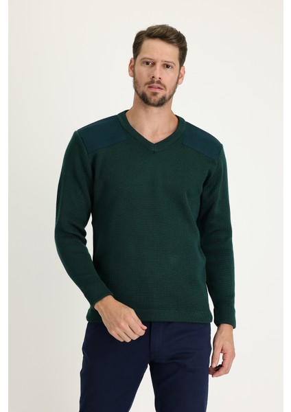 V Yaka Super Slim Fit Ekstra Dar Kesim Çelik Örgü Triko Kazak fiyatları