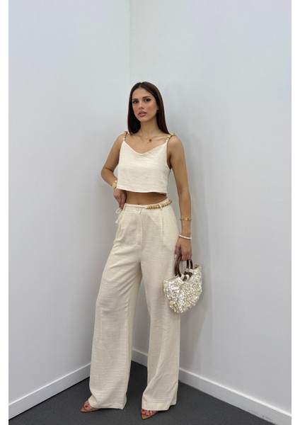 Aria Keten Kumaş Boncuklu Takım