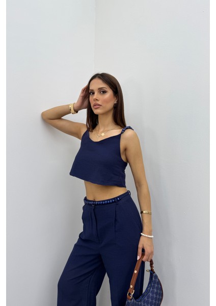 Aria Keten Kumaş Boncuklu Takım fiyatları