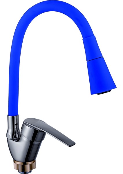 Oynar Başlıklı Çelik Spiral Üzeri Silikon Kaplama Musluk Başlığı Kobra Fonksiyonlu Musluk - Mavi fiyatları