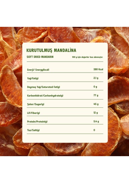 Kurutulmuş Mandalina - Soft Dried - Atıştırmalık Kuru Meyve 3 x 50 gr indirimleri