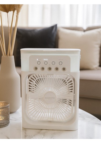 Şarjlı Taşınabilir Mini Masaüstü Vantilatör | Sessiz Çalışma, 3 Kademeli Hız, Gece Lambalı
