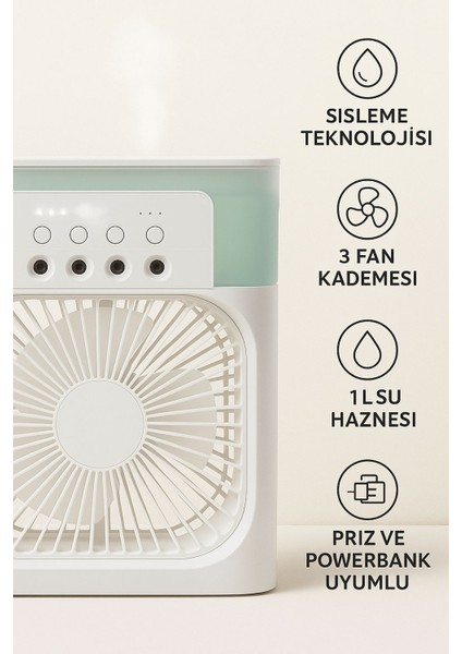 Şarjlı Taşınabilir Mini Masaüstü Vantilatör | Sessiz Çalışma, 3 Kademeli Hız, Gece Lambalı fırsatları