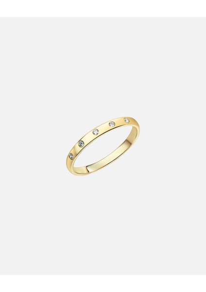 Stil ve Zarafet ile Zirkon Taşlı 375 Ayar Altın Kadın Yüzük Koruma Özelliği ile