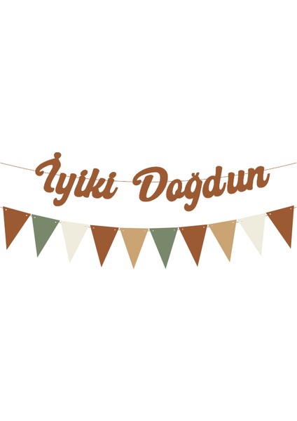 Karamel Iyi Ki Doğdun Kaligrafi Banner ve Düz Renk Flama Set