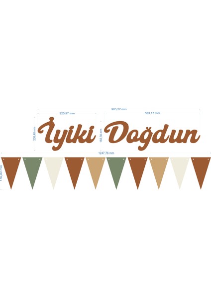 Karamel Iyi Ki Doğdun Kaligrafi Banner ve Düz Renk Flama Set modelleri