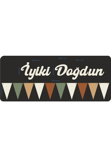 Vanilya Iyi Ki Doğdun Kaligrafi Banner ve Düz Renk Flama Set modelleri