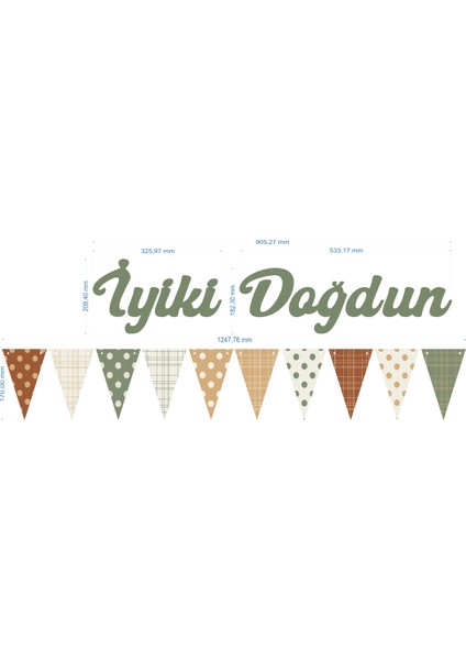 Küf Yeşili Iyi Ki Doğdun Kaligrafi Banner ve Desenli Flama Set modelleri