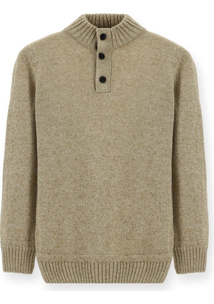 Yarım Balıkçı Yaka Regular Fit Desenli Alpaka Yünlü Triko Kazak