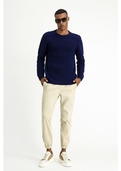 Bisiklet Yaka Regular Fit Çizgili Triko Kazak fiyatları