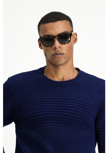 Bisiklet Yaka Regular Fit Çizgili Triko Kazak modelleri