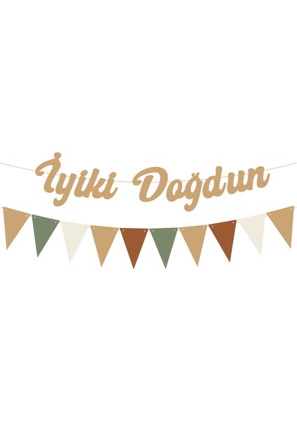 Sütlü Kahve Iyi Ki Doğdun Kaligrafi Banner ve Düz Renk Flama Set