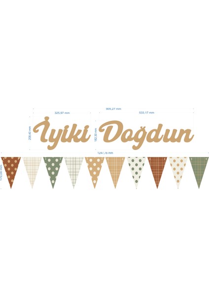 Sütlü Kahve Iyi Ki Doğdun Kaligrafi Banner ve Desenli Flama Set modelleri