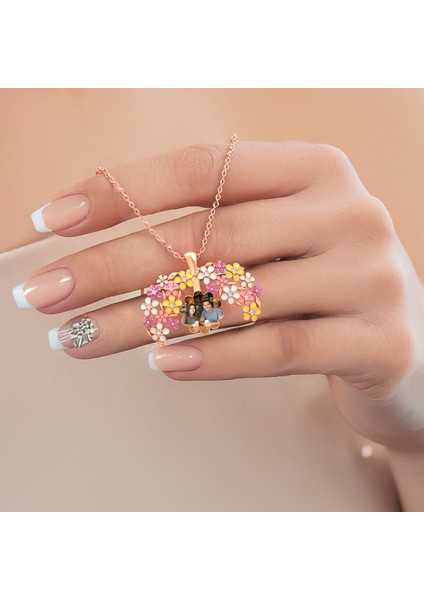 Fotoğraflı Açılan Bahar Çiçekleri Rose Gümüş Kolye fiyatları