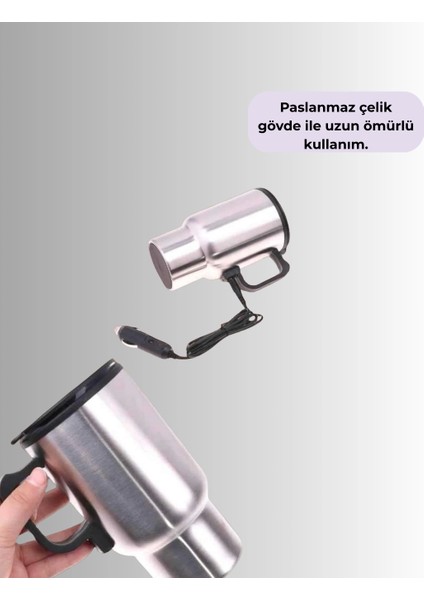 Çelik Gövdeli Araç Içi Isıtıcı Termos Bardak 450 ml Kapasiteli fiyatları