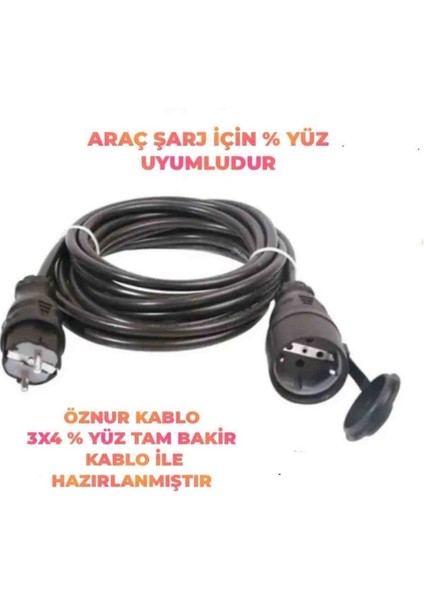 Kablo 3X4MM 10 mt Uzatma Kablosu(Siyah)
