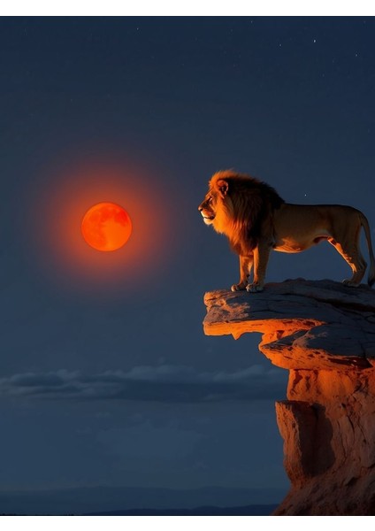 Kanlı Ay ve Aslan Ev Duvar Salon Güzellik Salonu Ofis Dükkan Dekarasyon Kanvas Tablo fiyatları