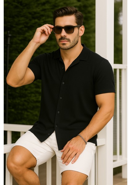 Erkek Kısa Kollu Örme Kumaş Pamuklu Gömlek fiyatları