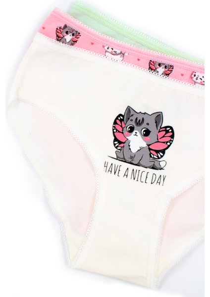 Kız Çocuk Külot 3'lü Baskılı (%96 Pamuk - %4 Elastan)