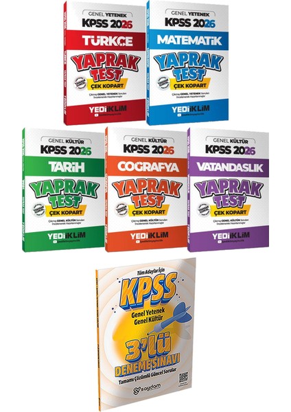 Kpss 2026 Türkçe Matematik Tarih Coğrafya Vatandaşlık Yaprak Test Çek Kopart - 3 Deneme