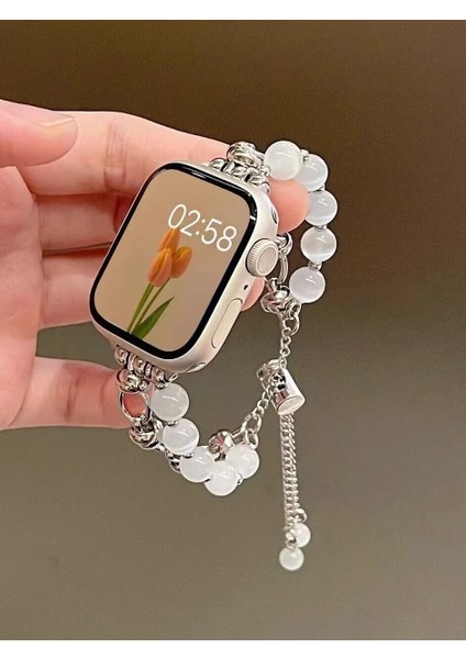 Apple Watch 11-10 42MM 7 8 9 41MM 6 5 4 Se 40MM 3 38MM Ile Uyumlu Boncuklu Zincir Kordon