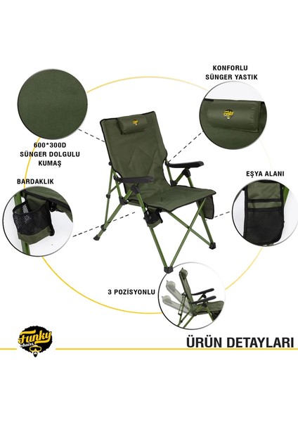 Funky Chaırs Comfort 3 Kademeli Katlanabilir Kamp Sandalyesi fiyatları