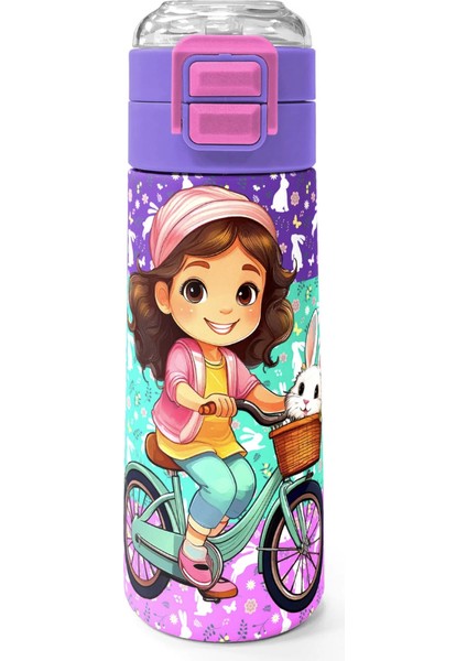 Kids Pembe Mor Biskletli Kız Desenli 4'lü Okul Çantası Seti indirimleri
