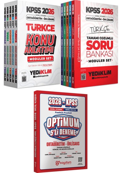 Kpss 2026 Ortaöğretim Ön Lisans Konu Soru Modüler Set - Optimum 5 Deneme