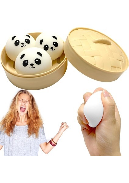 3pcs Buğulanmış Ayı Fidget Oyuncakları, Bambu Vapur ile Duyusal Oyuncaklar Anksiyete Giderici Öğeler Mochi, Simülasyon Stres Topları Stres Giderici Hediyeler (Yurt Dışından)