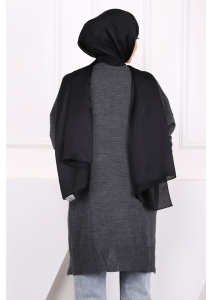 Antrasit Bisiklet Yaka Merserize Salaş Triko Tunik fırsatları