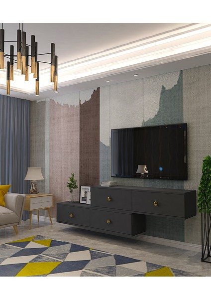 TDA1203A- Zuzu 2li Duvara Montaj Tv Stand 120CM+120CM Antrasit fiyatları